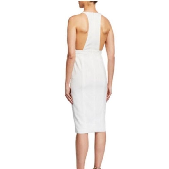 Jay Godfrey Kit Midi Dress Deep V Neck Racerback Front Slit White Size 6 - Picture 2 of 8